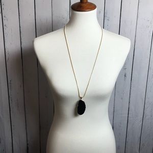 Stunning Black & Gold 30” Stone Necklace